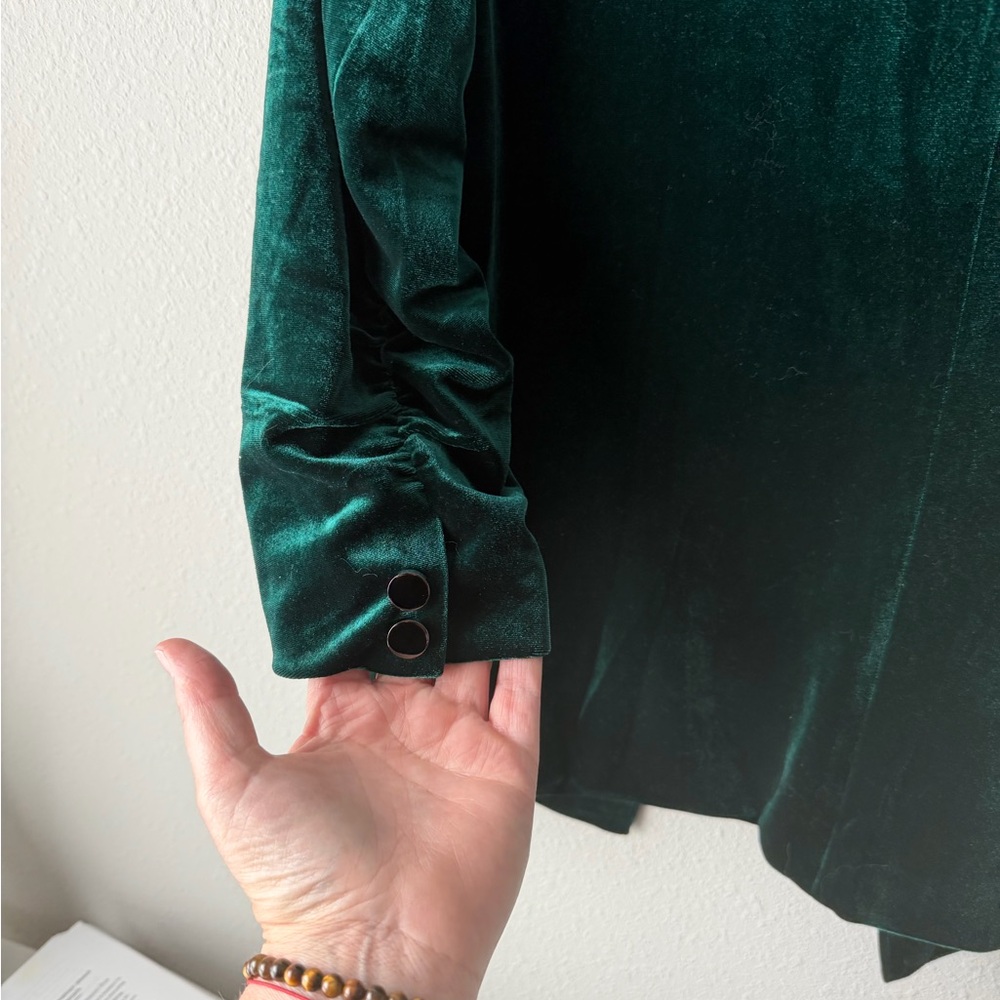 Skies are Blue Velvet Open-Front Blazer Jacket - Picture 9 of 9